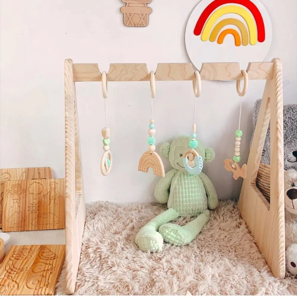 Cute Bead Rabbit Baby Gym Toys Play Frame Pendant Ring-pull Toy Bed Rings