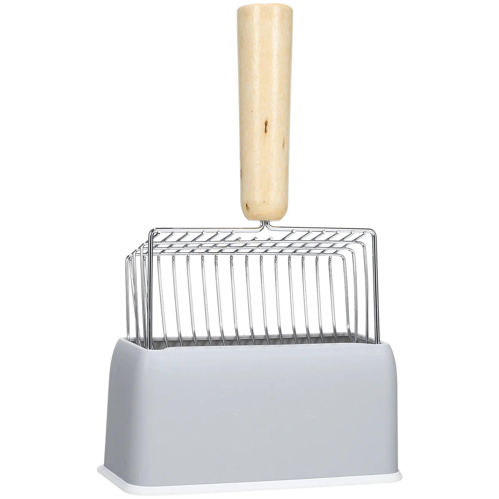 Совок для кошачьего туалета с большой деревянной ручкой ((набор) Серый)