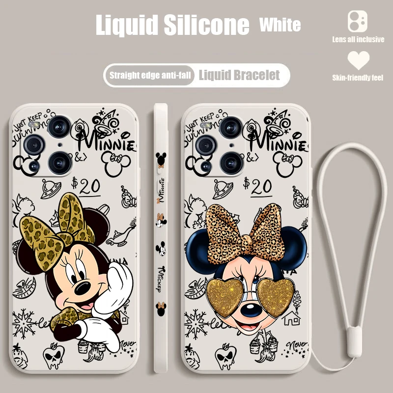 Минни Дисней Маус для OPPO Find X6 X5 X3 X2 Pro Lite Neo жидкий левый веревочный силиконовый
