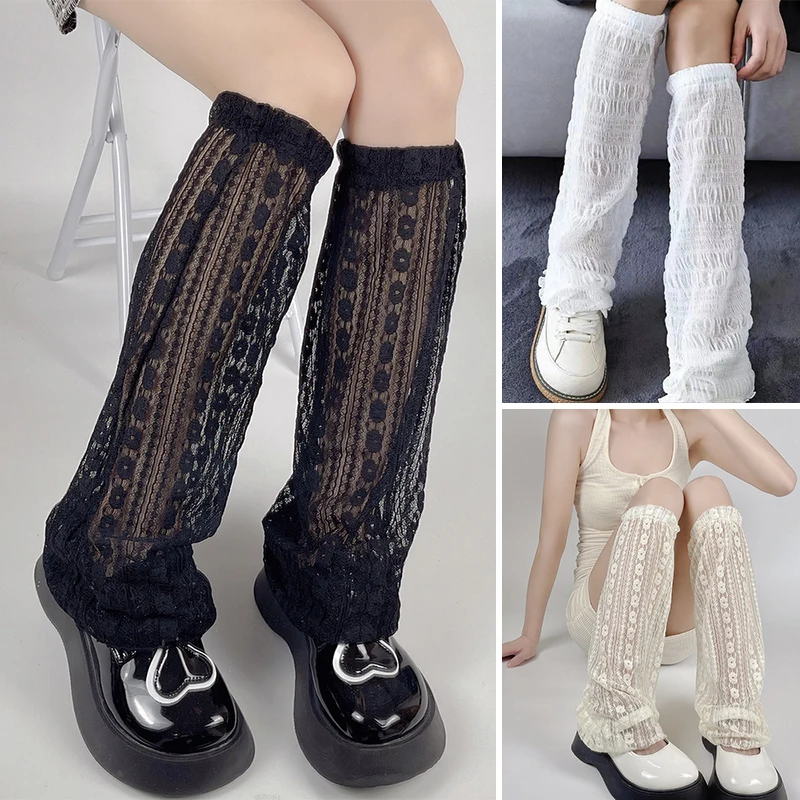 

Lace Print Flared Leg Warmers Gothic Calf Socks Lolita Floral Long Socks Thin Over Knee Socks Fashion Sexy Foot Warming Cover