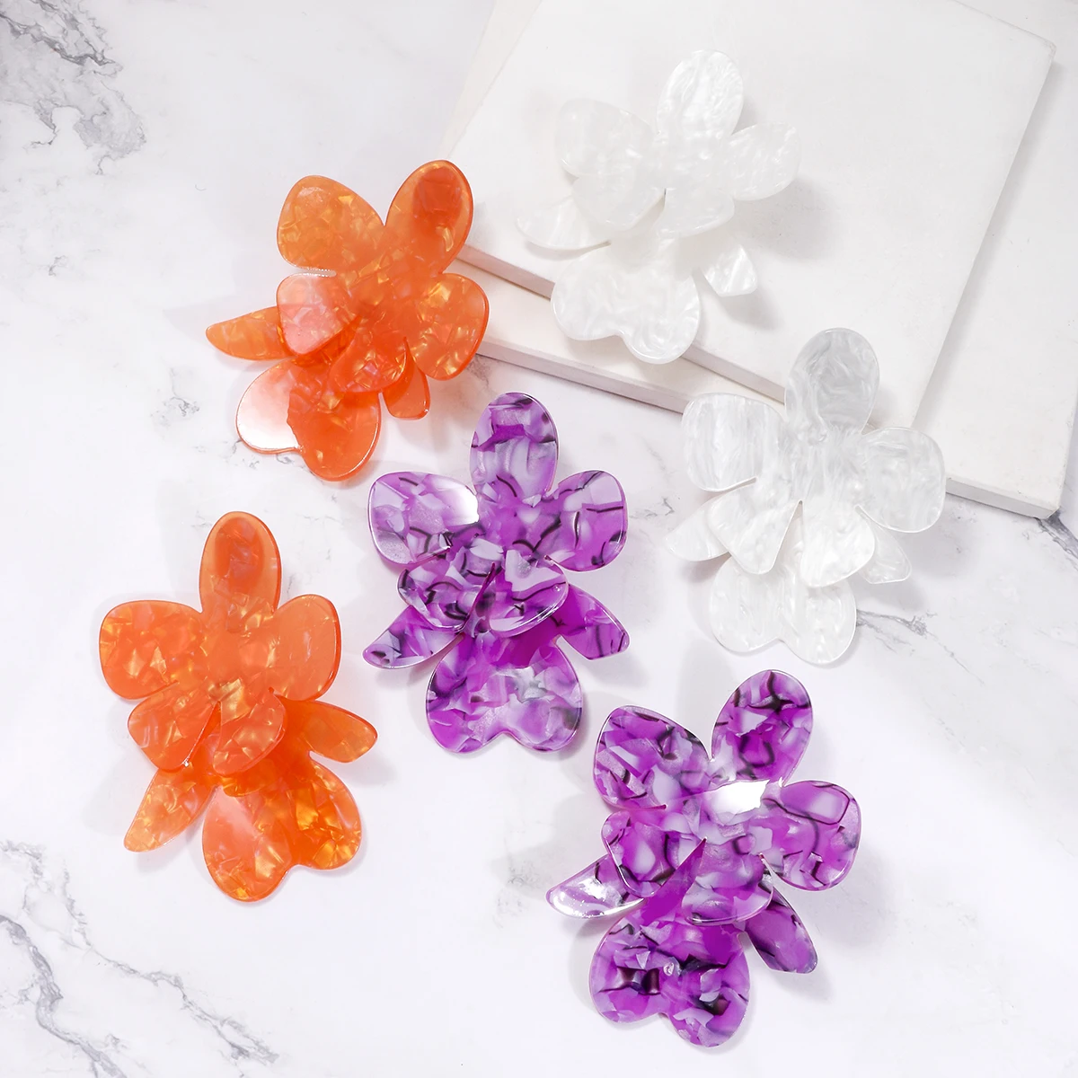 

JURAN Exaggerated Acrylic Large Flower Earrings for Woman 2023 Trend Summer Jewelry Bohemian Statement Earrings Wholesale