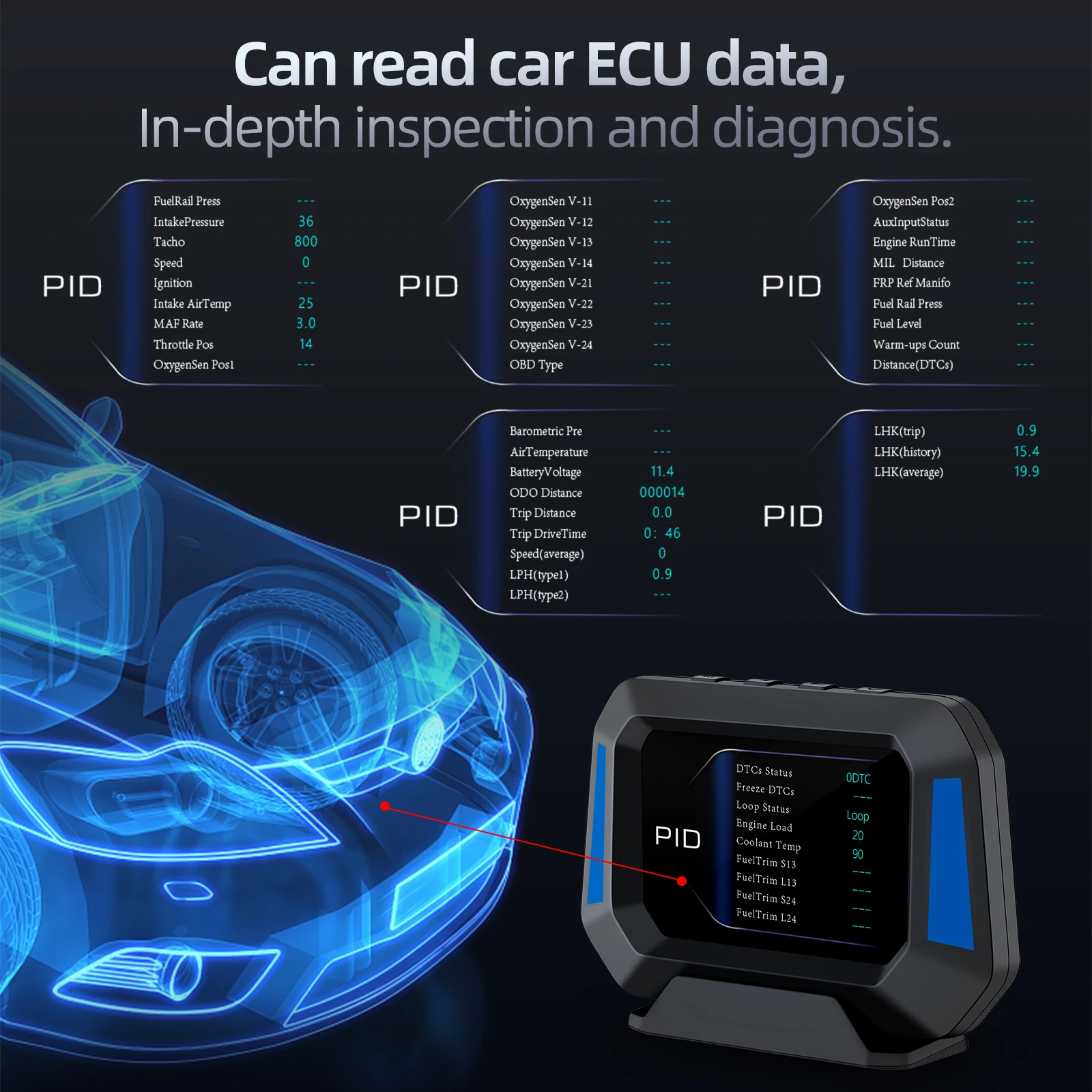Фото Автомобильный инструмент для диагностики HUD P21, умный инструмент для диагностики, бортовой компьютер, Инклинометр 4 х4, OBD + GPS + измеритель наклона №5