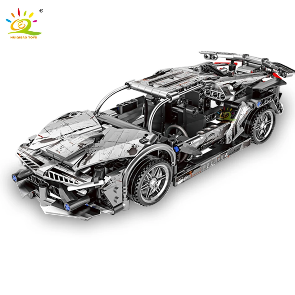 

HUIQIBAO City Speed Champions Racing Car Technical Model Building Blocks DIY Tech Vehicle Set Bricks Toys For Children Boys Gift