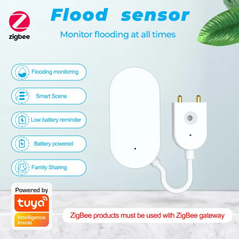 

CORUI Tuya Smart Zigbee Water Leak Detector Flood Water leakage Alarm Sensor Smart Life App Monitoring Work With Tuya Zigbee Hub