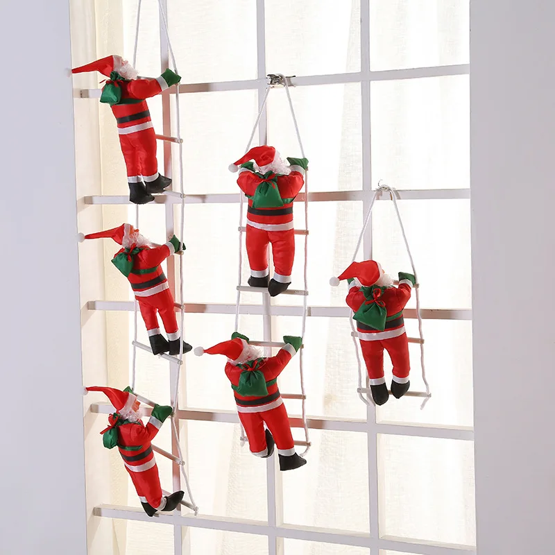 

Christmas Hanging Decoration Ladder Santa Claus Climbing Ladder Doors and Windows Wall Hanging Decoration for Home New Year