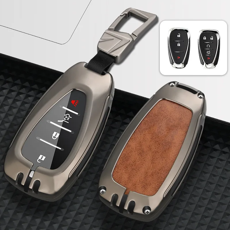 Leather Car Key Fob Cover Case Holder Shell for Chevrolet Cruze Spark Sonic Camaro Volt Bolt Trax Malibu Keychains Accessories