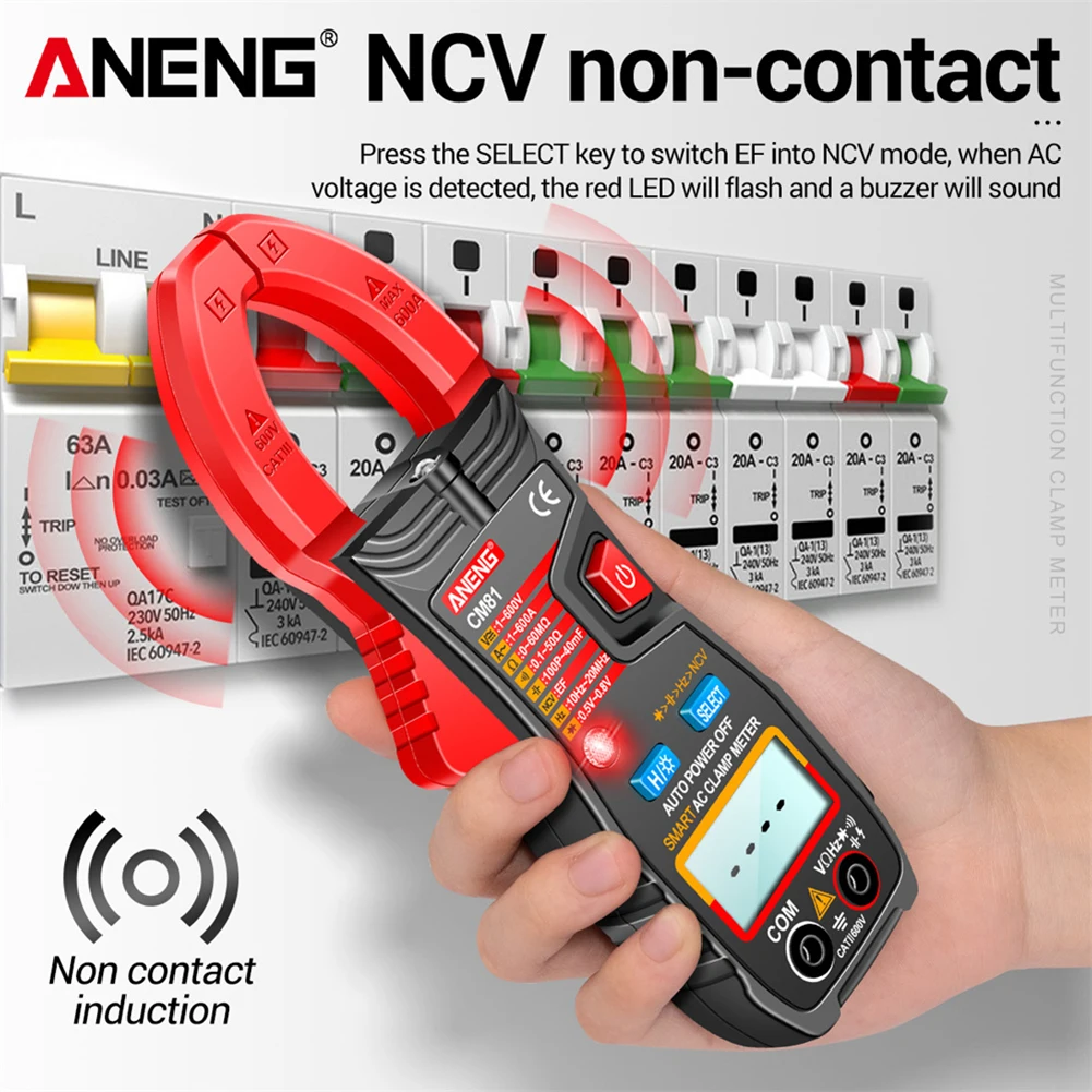 

ANENG CM81 6000 Counts Digital Clamp Meter DC/AC Current Voltage Resistance Frequency Capacitance Tester Auto Range NCV Multimet