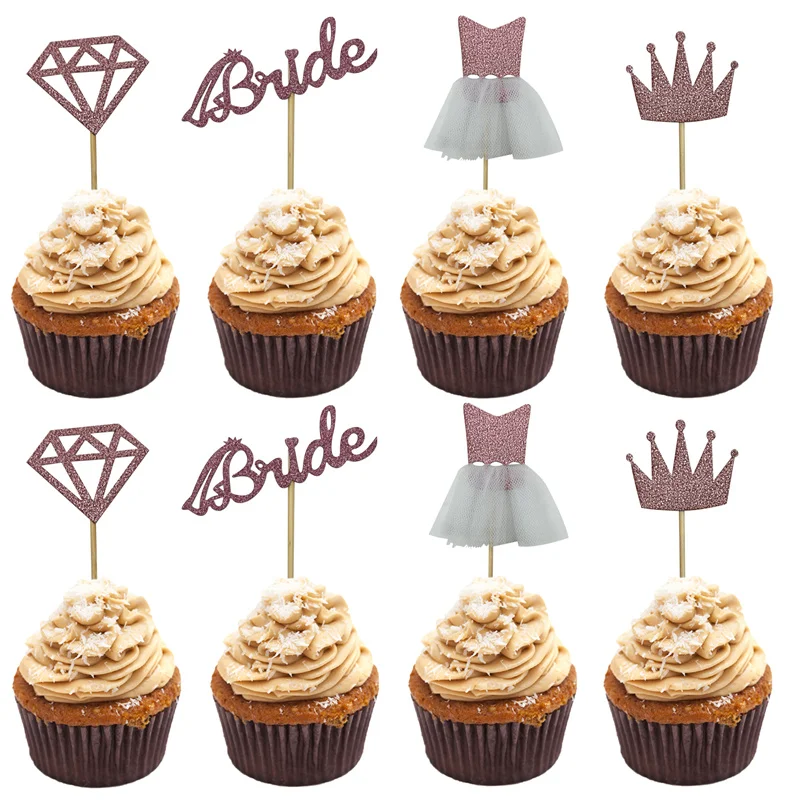 8 шт. кольцо с бриллиантом для невесты корона топперы кексов свадебного душа