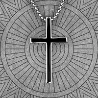 simple black cross long men necklace pendants chain punk for boyfriend male stainless steel jewelry creativity gift wholesale