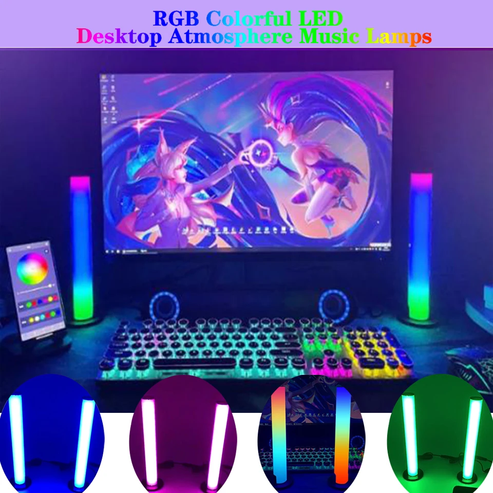 

RGB цветные светодиодные настольные атмосферные ночные лампы, бар, Bluetooth, умное управление через приложение, цветные комнатные светильники DEC