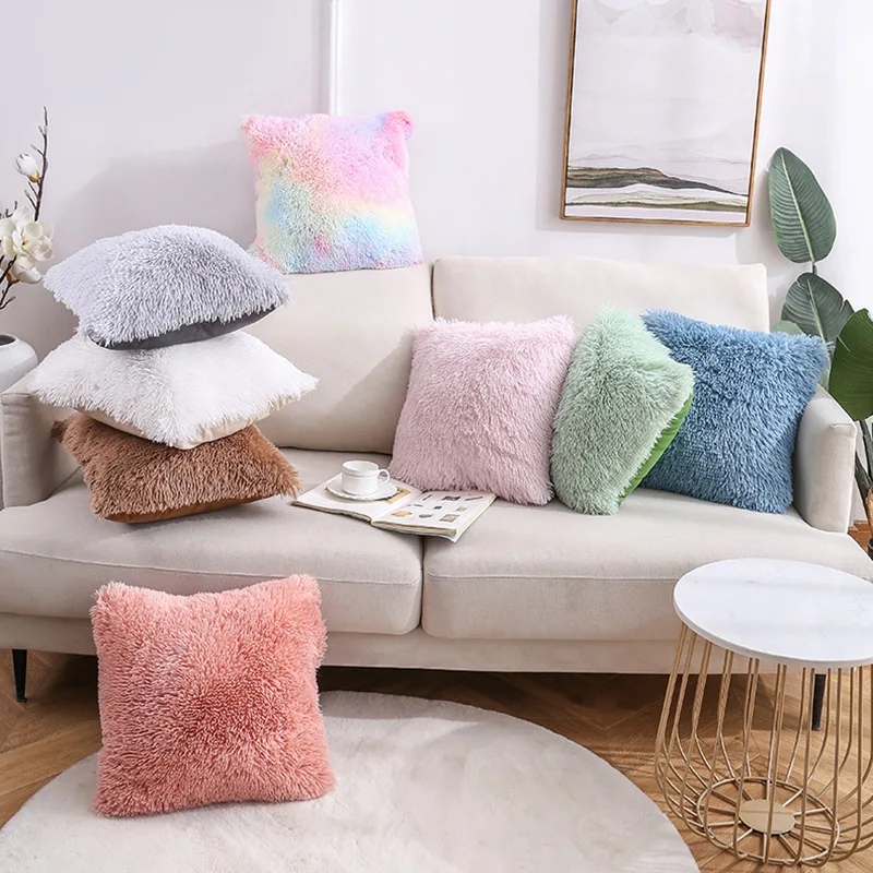 

Plush Pillowcase Cushion Sofa Cushion Solid Color Sea Velvet Pillowcase Home Gift Cushion Cover