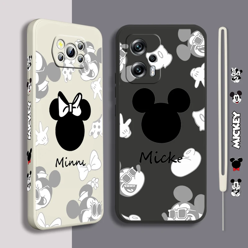 

Mickey Mouse Couple For Xiaomi POCO X5 M5 C40 M4 X4 F4 C40 X3 NFC F3 GT M4 M3 M2 Pro 4G 5G Liquid Left Rope Phone Case Fundas