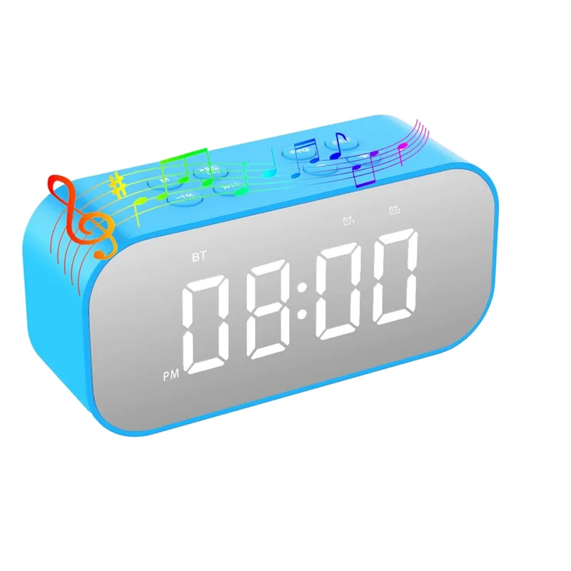 For Bedroom/office,digital Clock With Bluetooth Speaker,alarm Clock For Heavy Sleepers Adults/teens Blue