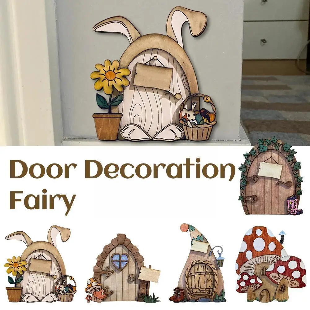 

Wooden Miniature Fairy Elf Door DIY Painting Vintage Outdoor Decor Decor Fairy Decor Sculpture Dollhouse Statues Doo Tree G Y1K9