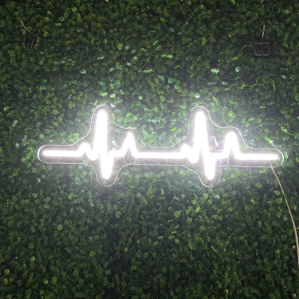 

Неоновая вывеска ЭКГ, украшение для спальни, прозрачная акриловая доска, индивидуальный светодиодный светильник, настенное искусство, романтика, свадьба