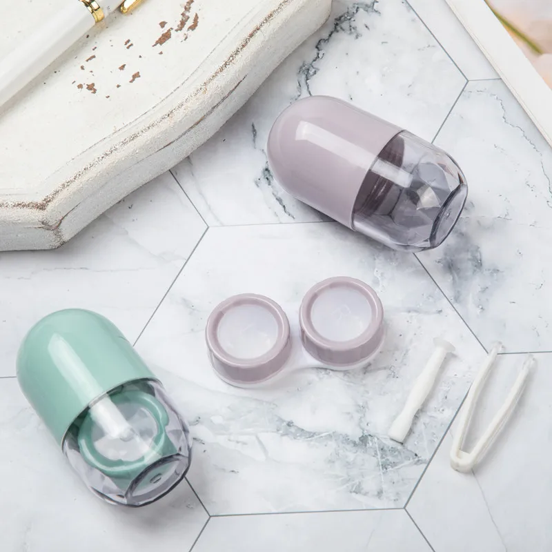 

1pc Mini Transparent Contact Lens Case Women Colored Contact Lenses Box Eyes Care New Contact Lens Container Cute Travel Kit