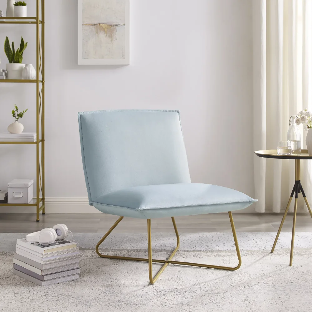 

Linon Kinard Pillow Accent Chair, Gold with Light Blue Velvet