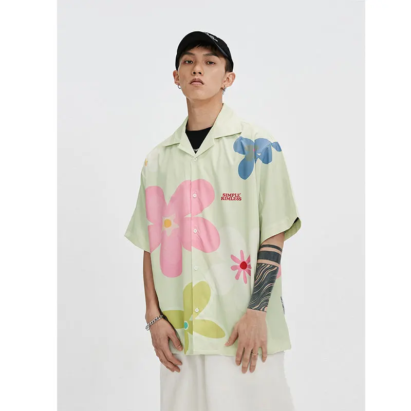 Retro Loose Lapel Fashion Shirts for Men Hawaiian Style Cute Printing Flowers Men's Shirt Men's Shirts Short Sleeve Japanese