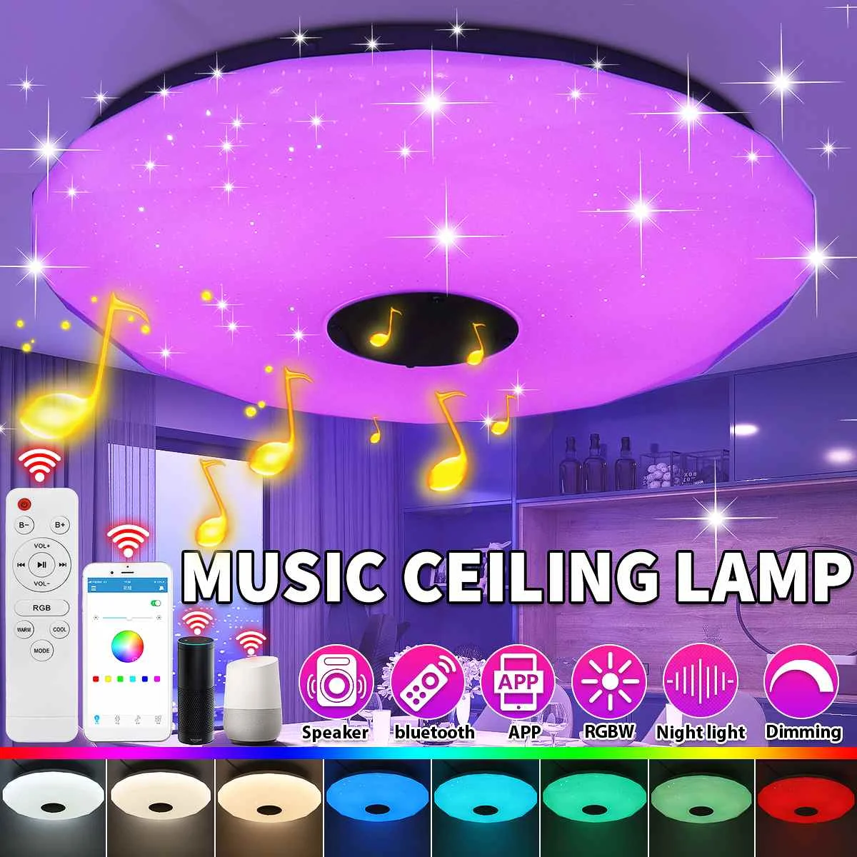 40CM 220V Modern RGB LED Ceiling Light Home Lighting Remote APP Control bluetooth Speaker Music Light Bedroom Smart Ceiling Lamp