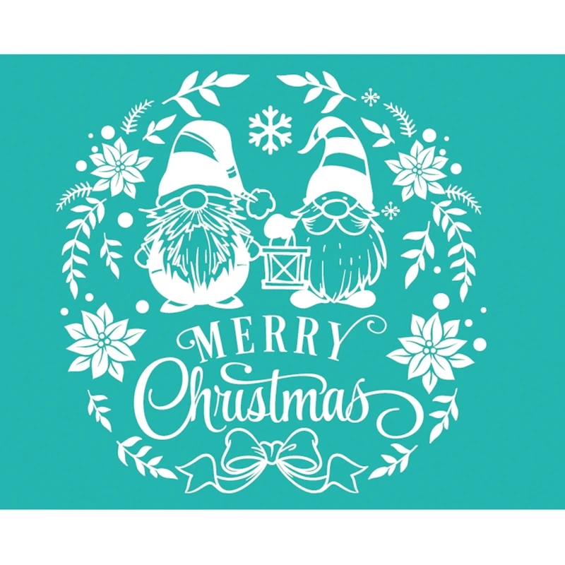

Merry Christmas Silk Screen Printing Stencil Gnome Wreath Sign Decoration