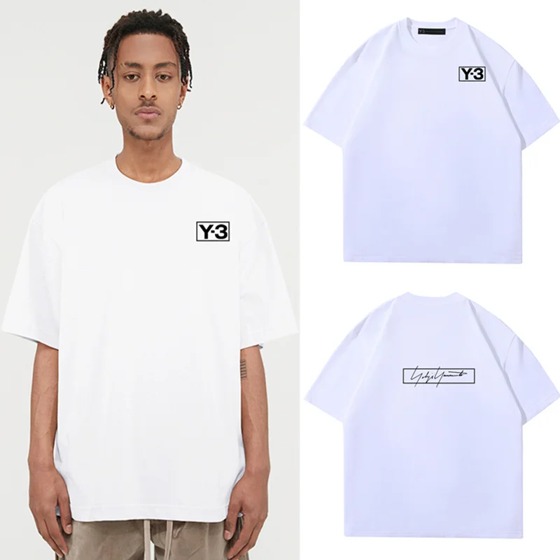 

Женская и мужская футболка с коротким рукавом Y3, модная простая Летняя Повседневная футболка Yohji Yamamoto с надписью