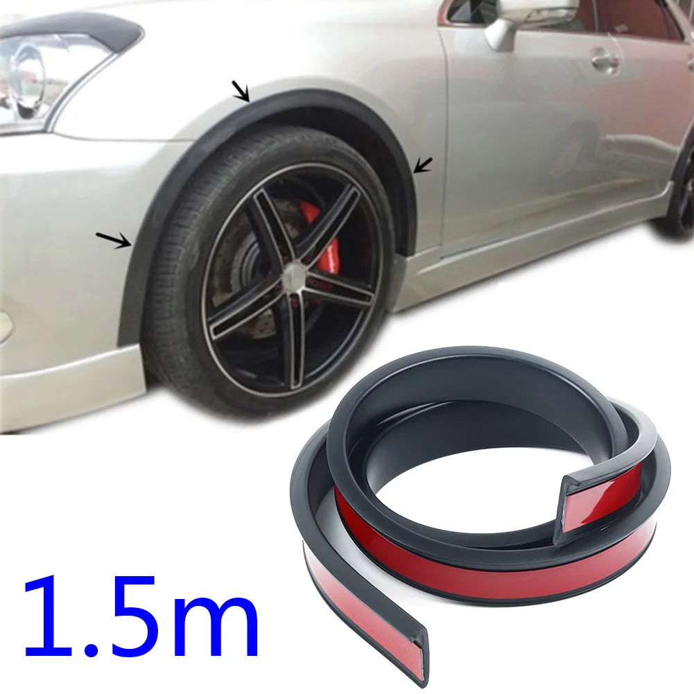 

150*3.8cm Universal Car Wheel Arch Trim Fender Flares Protection Strip Rubber Exterior With Double-sided Adhesive Tape Car Parts