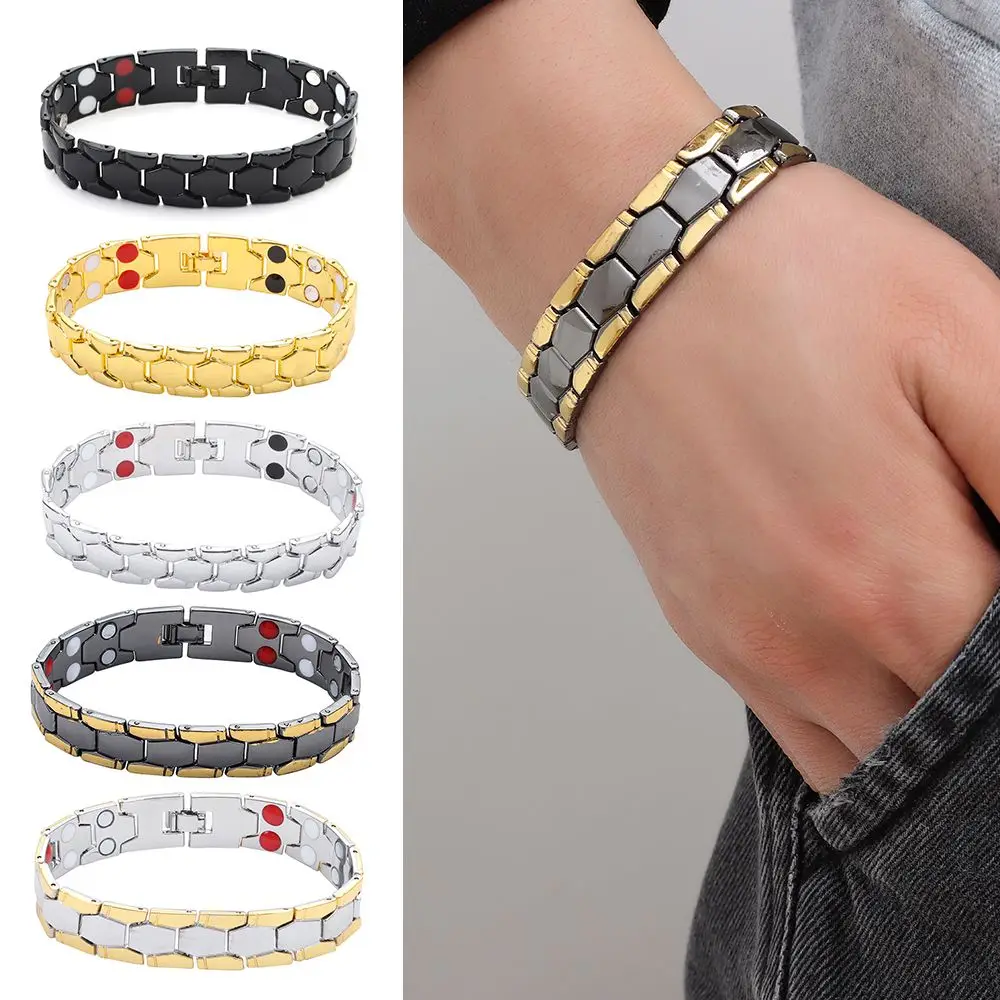 

Acupoint Massage Stainless Steel Health Care Magnetic Therapy Bracelet Energy Healing Hematite Detachable Bangle
