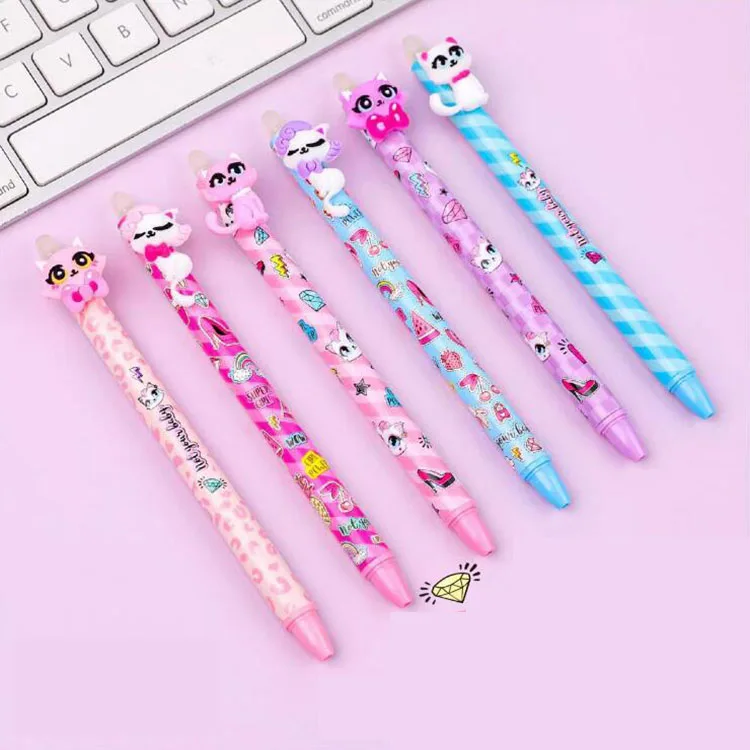 

36 pcs/lot Creative Cat Erasable Press Gel Pen Cute 0.5mm Blue ink Signature Pens Office School Writing Supplies gift