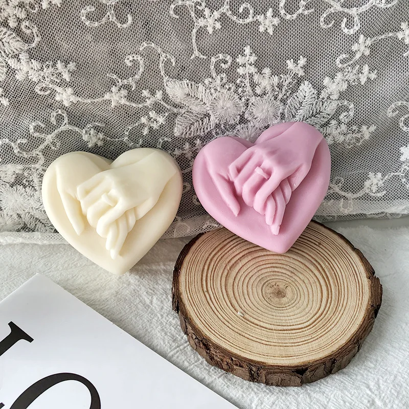 

Hand in Hand Soap Molds Heart Silicone Resin Mould DIY Valentine's Day Homemade Soap Candle Making Polymer Clay Craft Plaster