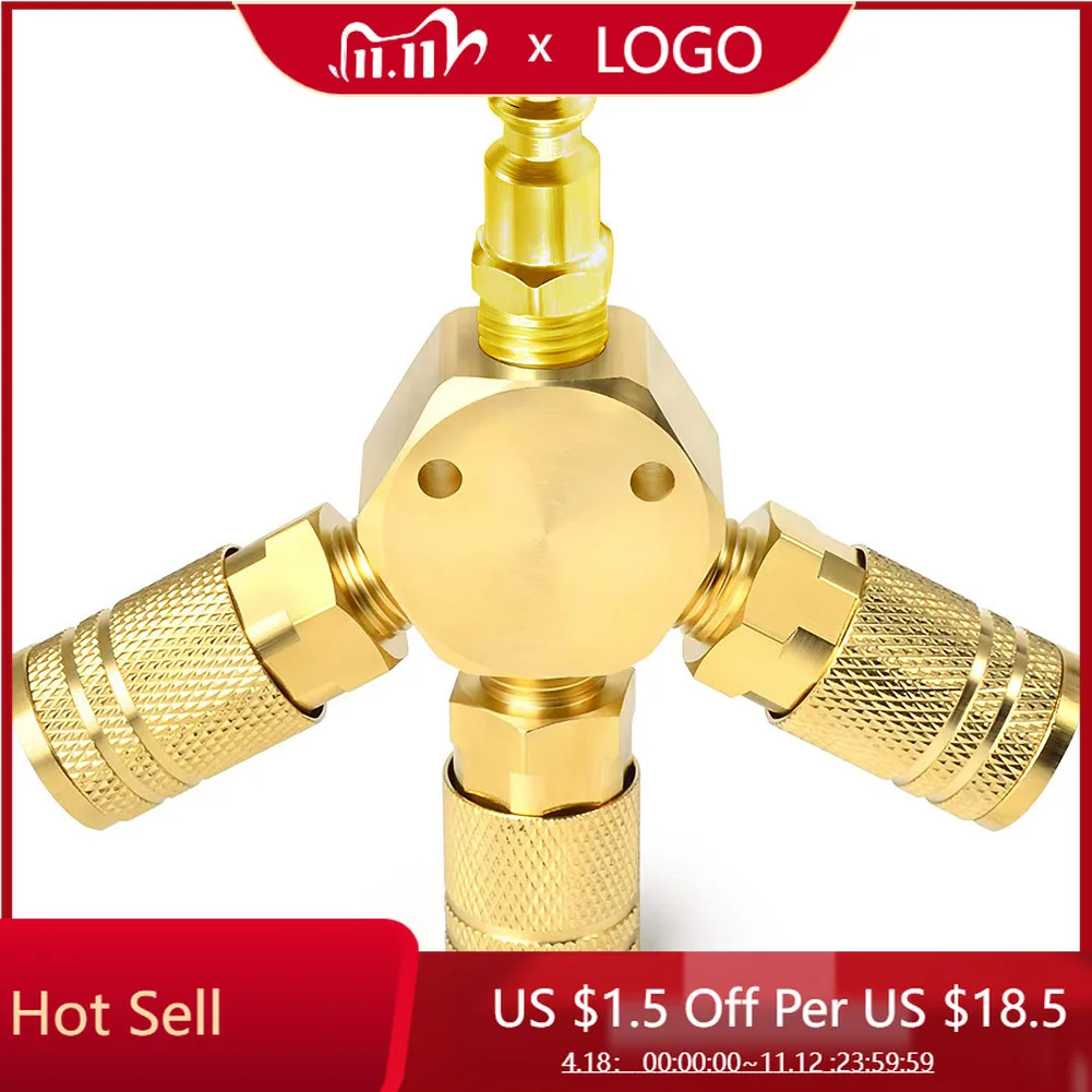 

3 WAY Quick Coupler 1/4 NPT Connector Air Hose Pneumatic Tools America Style Copper Core Connector Pneumatic Tool Hose Connect