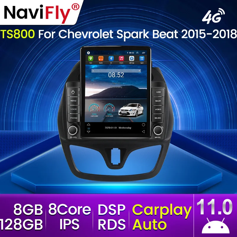 Android 11 Carplay Для Tesla Вертикальный Автомобиль Радио Стерео CHEVROLET Spark Beat 2015 2016 2017