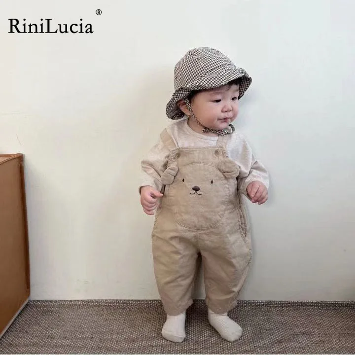 

RiniLucia Baby Suspender Pants Overalls 2022 Autumn Boys Girls Clothes Sleeveless Casual Cartoon Toddler Romper Jumpsuits