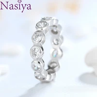 nasiya sterling silver ring round 4mm zircon rings for women fashion simple rings wedding engagement party gift fine jewelry