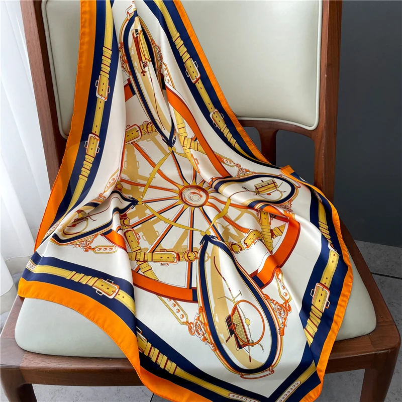 

70cm Square Scarf Women Luxury Print Neck Hair Hand Wrist Foulard Bandna Head Tie Shawl Wrap Spring New Hijab Accessories
