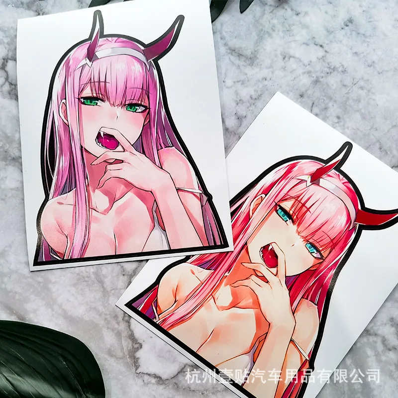 

Anime Zero Two Darling In The FranXX Bumper Car Decal Sunscreen Car Sticker Occlusion Scratch Decoration Cosplay Accessories