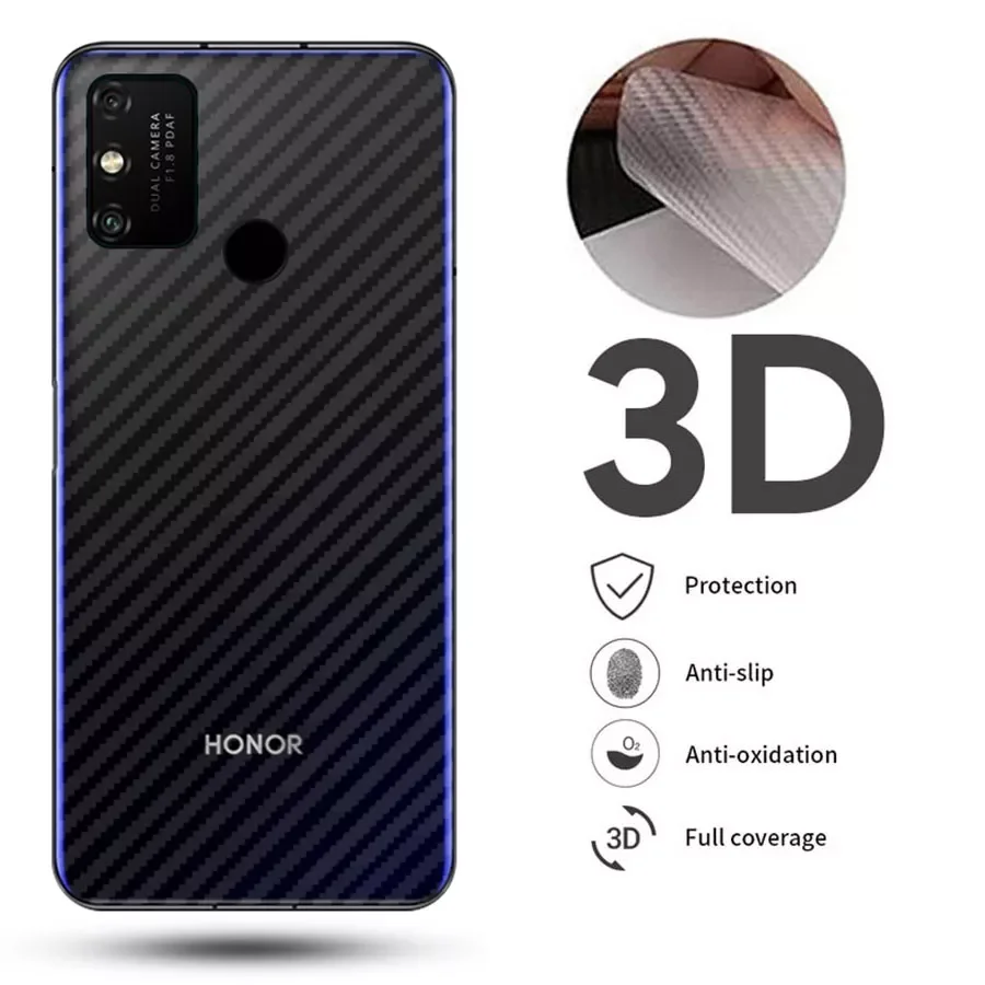 

3D Transparent Carbon Fiber Sticker Film For Huawei Honor 20 9A 30 Pro 9X 10 8X 9A 8A V30 9X Premium Back Screen Protector