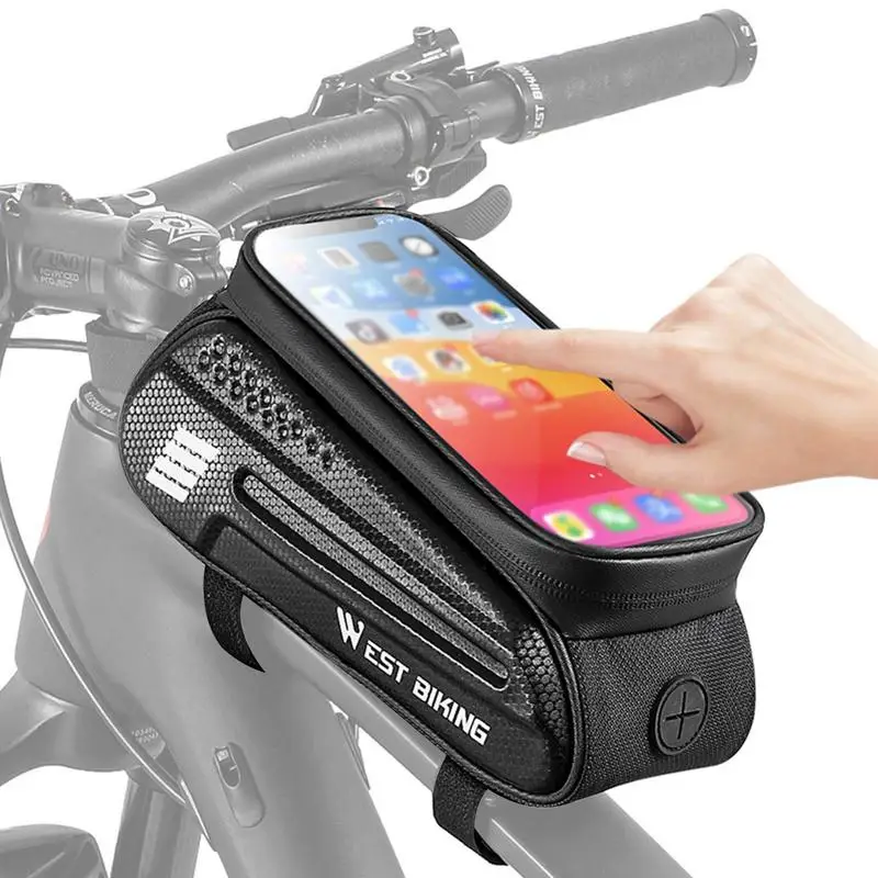 

Bike Pouch For Handlebars Phone Holder Bicycle Pouch Front Frame Bike Bag Waterproof Cell Phone Case Top Tube Handlebar Bags For
