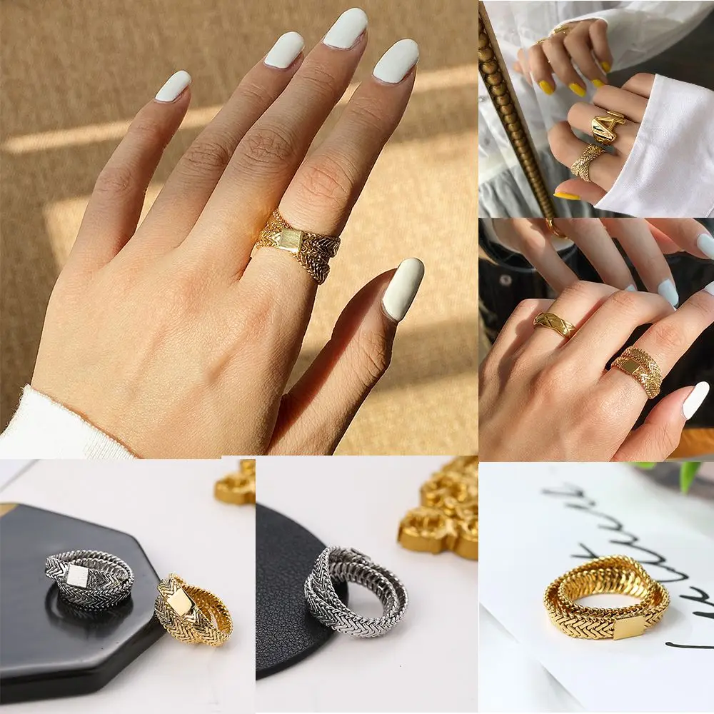 

Cool Double Layer Silver Color Snake Shape Ring Snake Bone Chain Party Rings Rings For Women