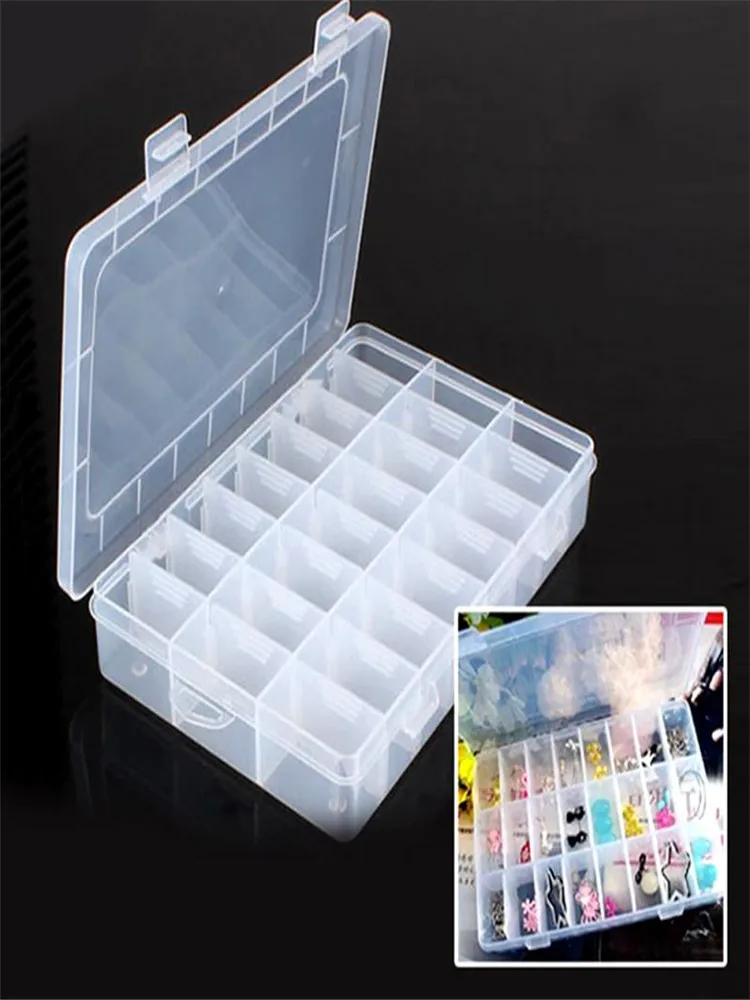Jewelry Storage Box Practical Adjustable Essential Plastic Case for Bead Rings Earring Necklace 24 Compartment Display Organizer | Дом и сад