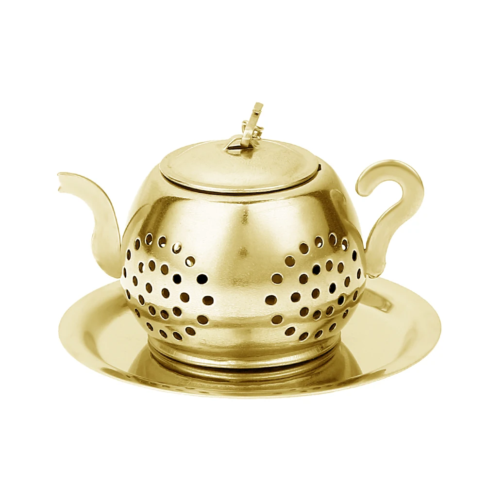

Gold Mesh Stainless Steel Tea Pot Spice Herb Strainer Filter