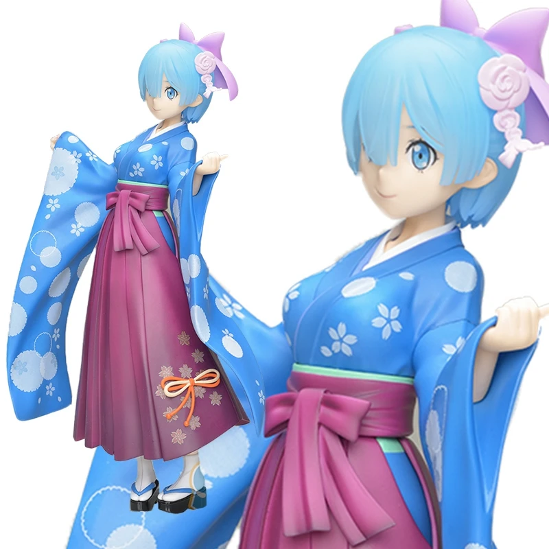 

In-stock Original Rem Figure kimono Anime Re:Life In A Different World From Zero Figure Ram Toy Doll 23CM Sit PVC