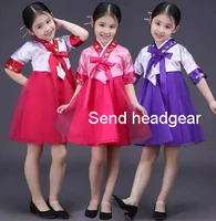 korean traditional clothing dress for children girls asian court princess stagewear fairy hanbok top skirt short sleeves set new