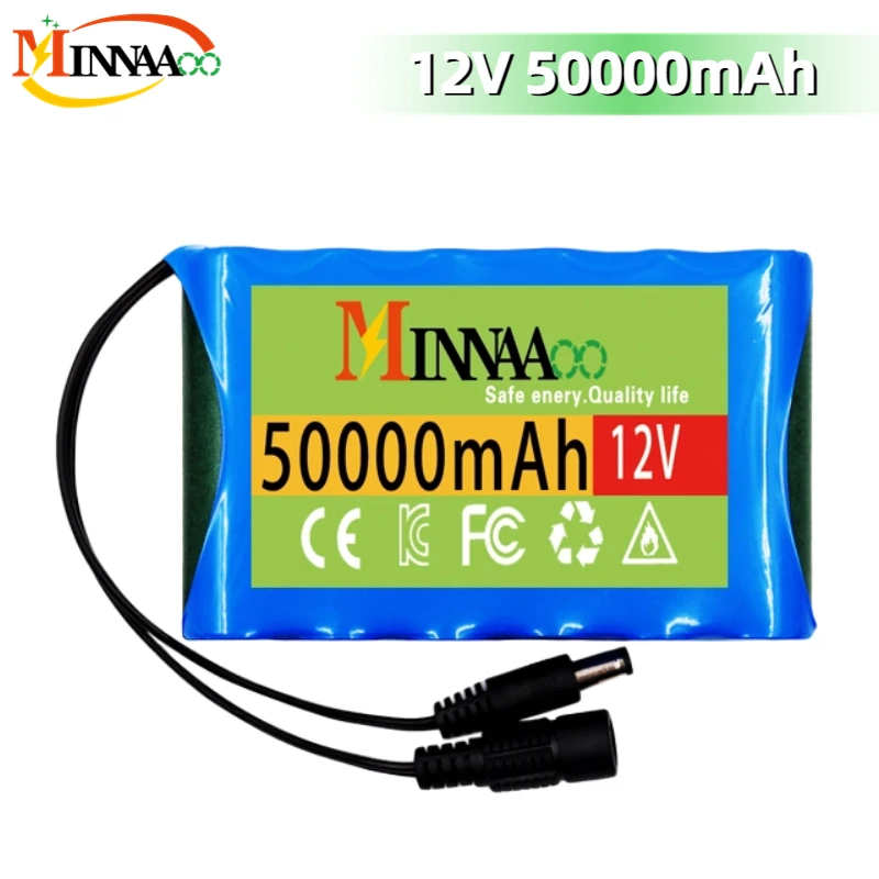 

18650 3S2P 12V 50000mah Original Lithium Ion Battery DC 12.6V 50Ah Rechargeable CCTV, Camera Monitor Replacement Battery+Charger