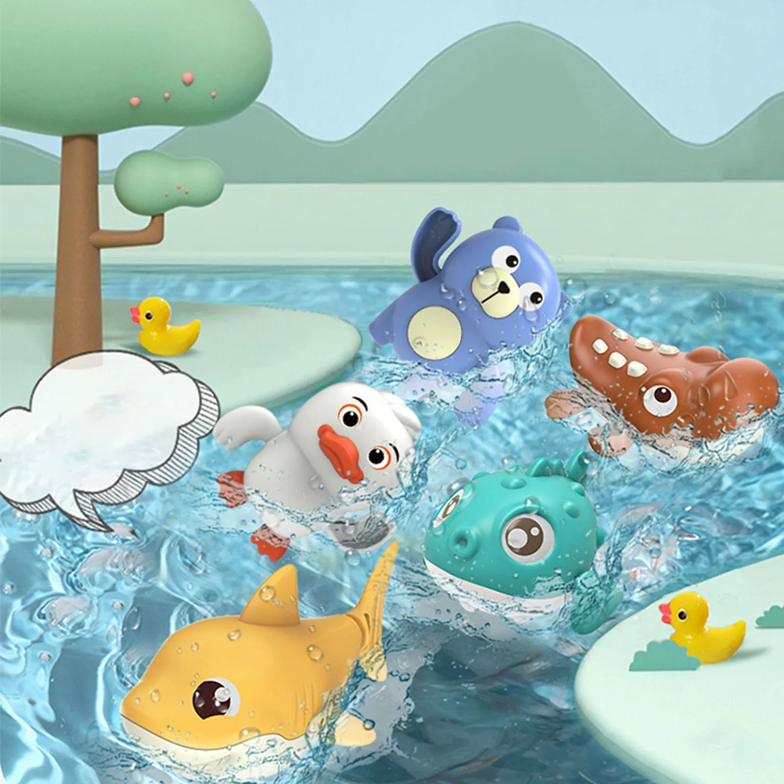 Baby Kids Bath Toys Wind-up Swimming Crab Floating Water Toy Cute Backstroke Crab Clockwork Bathtub Toy for Toddlers No battery