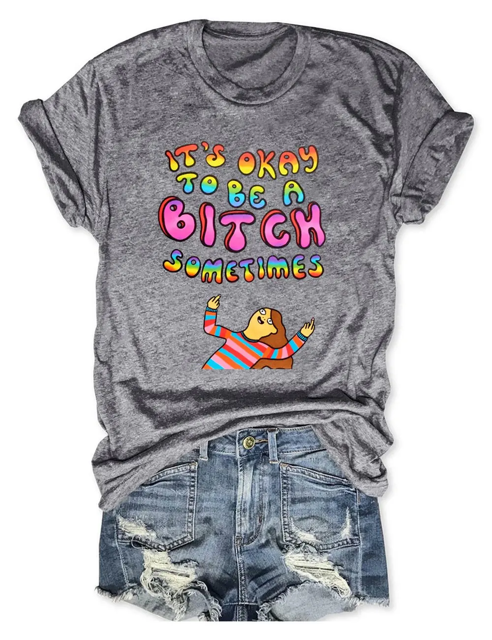 

Teeteety Womens High Quality 100% Cotton It's Okay To Be A Sometimes Print O-neck T-shirt