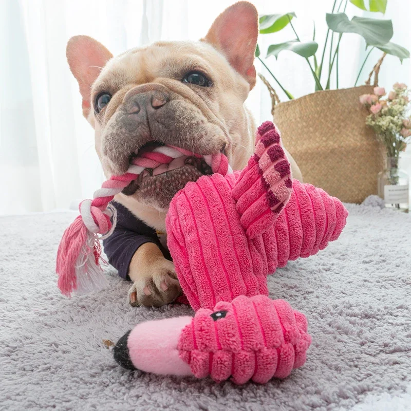 

Cute Plush Flamingo Pet Dogs Bite Chew Toys Chihuahua/Yorkshire/Bulldog/Pug/Corgi Small Dog Interactive /Squeaky Sound Toy