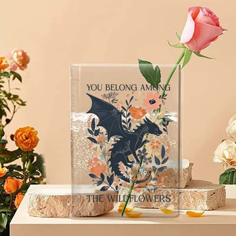 Ваза для цветов в форме книги прозрачная акриловая ваза книг драконов