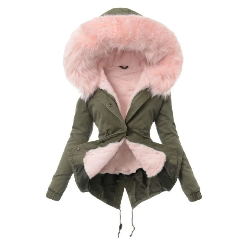 2022 Winter Thicken Warm Jacket Women Slim Outwear Oversized Medium-long Ladies Hooded Coat Parka Mujer Cotton-padded Overcoat