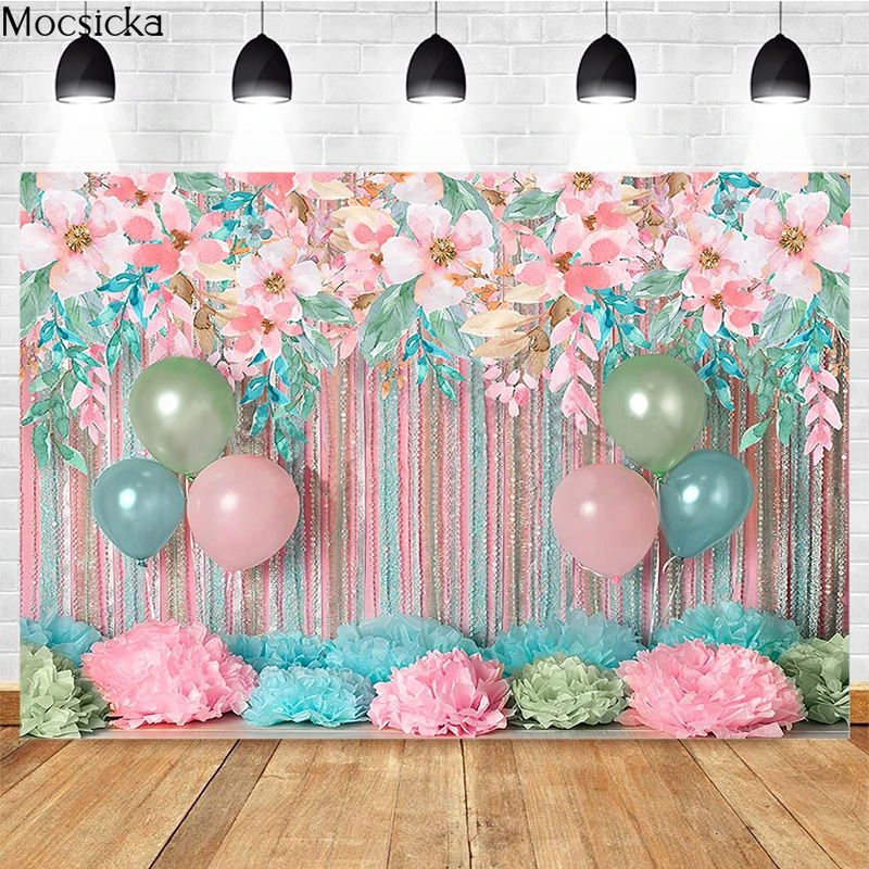 

Mocsicka Birthday Party Photography Backdrops Newborn Shower Photo Wallpaper Balloons 1st Birthday Decoration Props Studio Booth