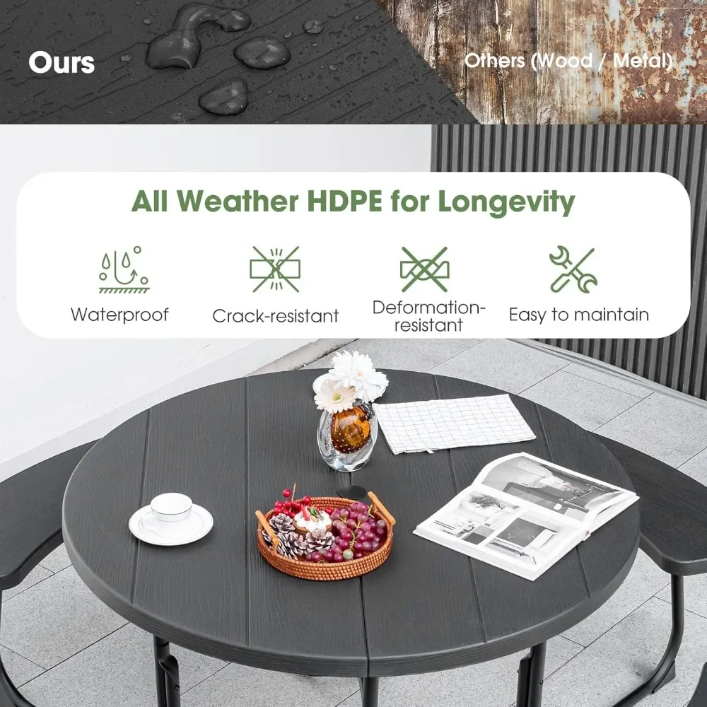 Набор столов для до 8 человек круглых уличных скамеек с отверстием зонта